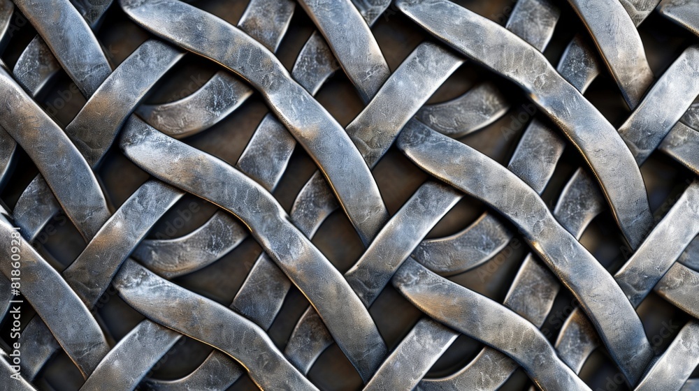 Poster a close up of a metal chain with a pattern of interlocking links