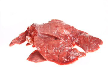 The pig lung on a white background