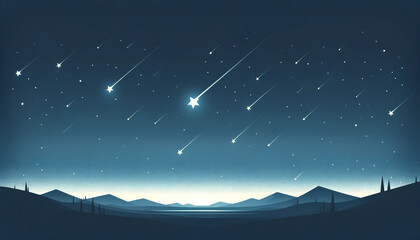 Obraz premium Shooting Stars in Tranquil Night Sky