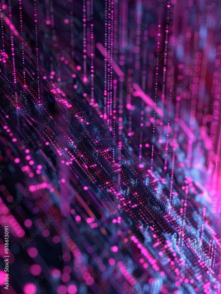 Poster 3d render of abstract technology background with digital binary code, big data concept, generative a