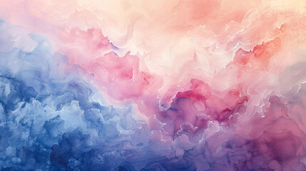 A dreamy abstract watercolor painting on canvas with delicate pastel shades of pink, purple, and blue