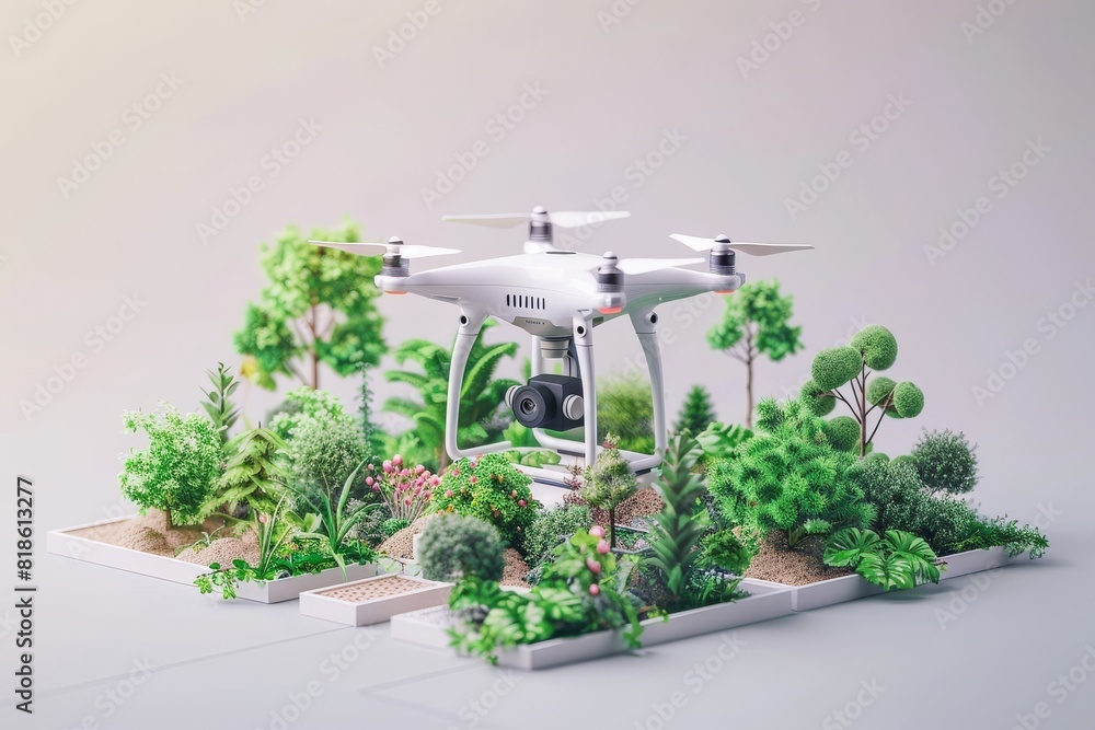 Poster sustainable farming with precision agriculture and efficient pesticide spraying using drones and far