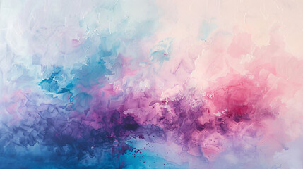 Fototapeta premium A dreamy abstract watercolor painting on canvas with delicate pastel shades of pink, purple, and blue