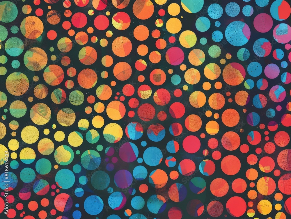 Poster geometric pattern with assorted colored circles. bright backdrop concept