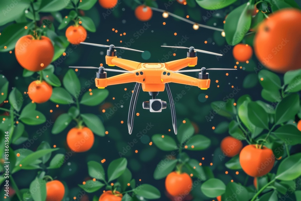 Poster precision farming with drones and farm technology for sustainable agriculture and efficient pesticid