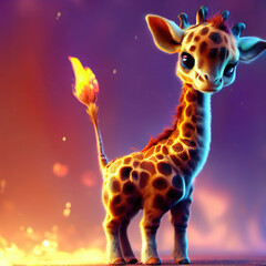 3D furry forest animal with beautiful colors and white background. with Generative AI technology	