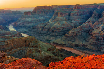 Grand Canyon and Winding Serene River Below