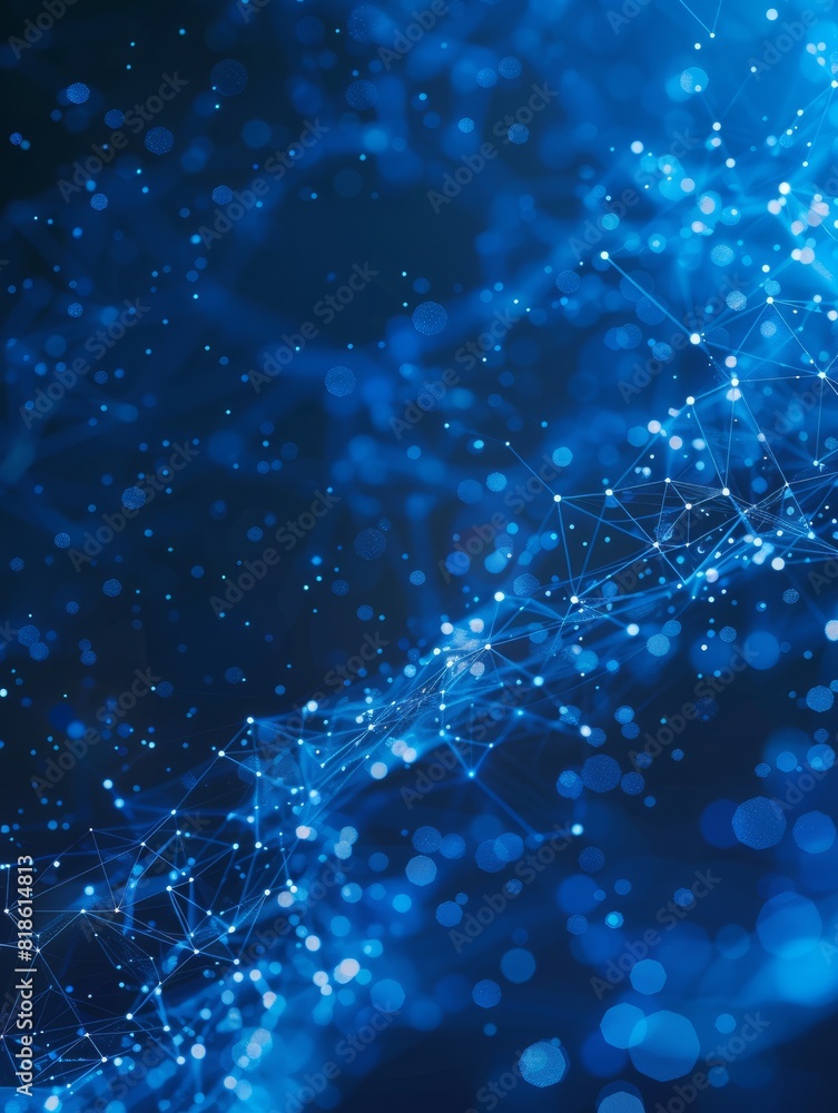 Poster blue abstract background with a network grid and particles connected. generative ai aig21.