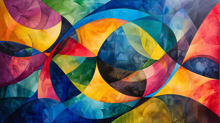 Fototapeta premium A dynamic abstract watercolor on canvas showcasing vibrant blues and purples with intricate, swirling patterns