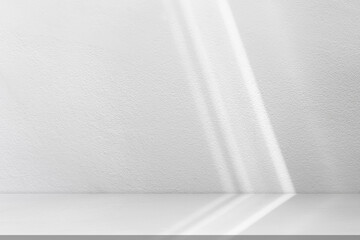 Background White Wall Studio with Shadow Leaves,light Cement Surface Texture Background,Empty...
