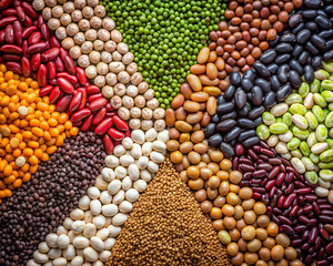 Various types of bean seeds, generative ai