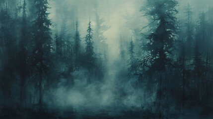 Naklejka premium A forest path in autumn oil painting on canvas, with fallen leaves and warm, earthy colors