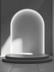 Grey shades abstract stage or podium with place for your product presentation on blank wall...