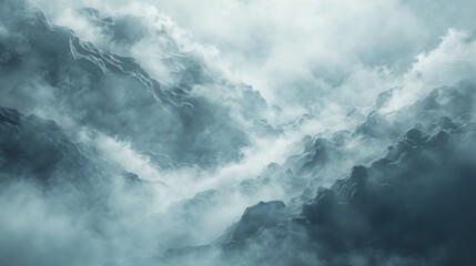 Misty forest scene with trees and clouds in the sky. Atmospheric woodland concept