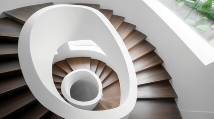 Fototapeta premium Modern, simple, clean single staircase in the house. Generative AI. Interior