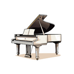 Piano | Minimalist and Simple set of 3 Line White background - Vector illustration