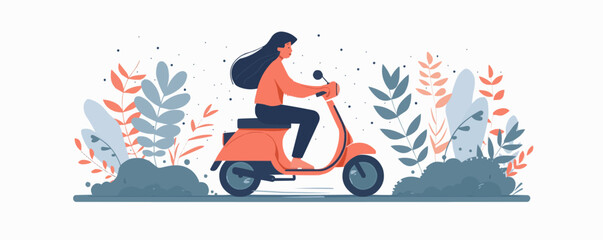 happy character with bullhorn, megaphone for information announcement. Flat vector illustration isolated on white background