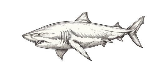 Shark side view sketch hand drawn in doodle style . vector simple illustration