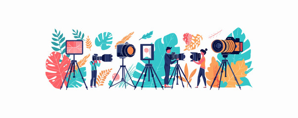 Internet learning, certificate gaining, photographer training courses icons set. Online workshop, vocational education, photography workshop metaphors. Vector isolated concept metaphor 