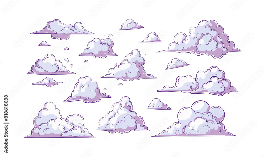 Poster simple outline cloudslinear vector. vector isolated white background