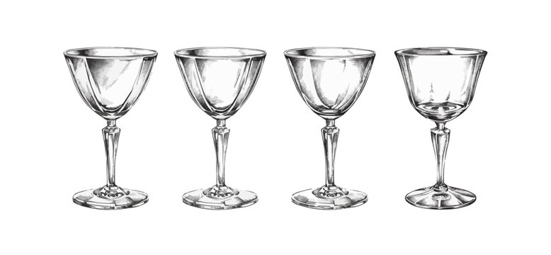 Glass crystal goblet hand drawn sketch Vector illustration