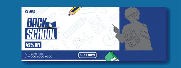 Back to school ads cover banner template design