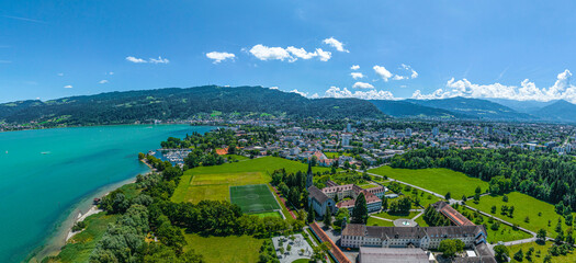 Ausblick auf die Region Bregenz am Bodensee nahe Mehrerau