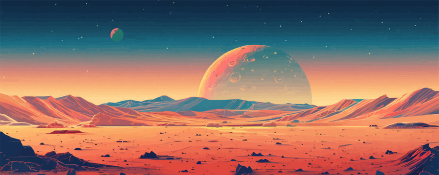 Mars surface vector illustratio