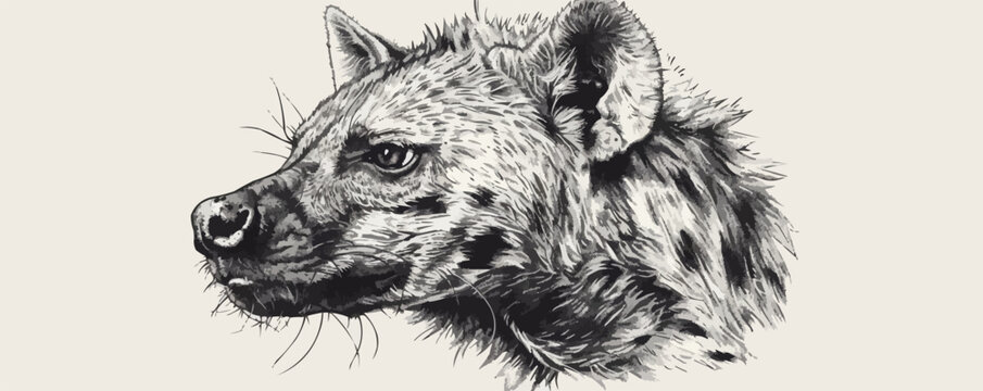 hyena Engraving style. Simple pencil drawing. vector simple illustration