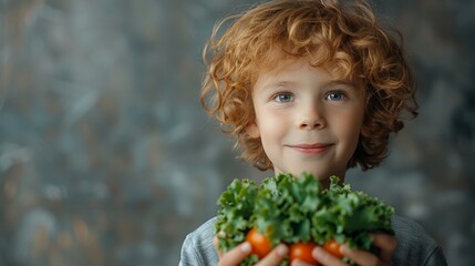 Children eat delicious vegetables. The kids are vegan. Vegetables are beneficial to the body.