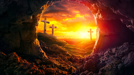 Empty Tomb of Jesus Christ: Dramatic Shot

