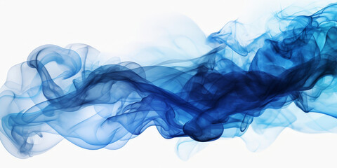 Blue smoke on  white background, blue smoke watercolor on white background
