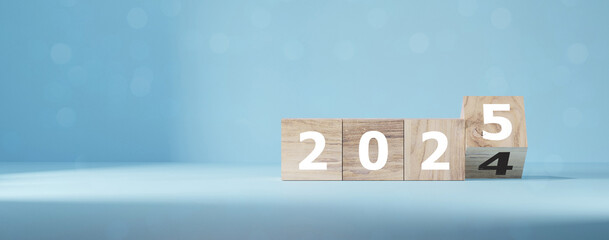 Countdown to 2025. Loading year from 2024 to 2025. New year start concept.