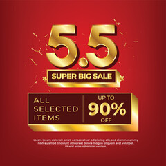 online shopping day golden number promotion on a red background for promotion