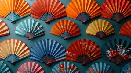 Minimalist Korean fans with traditional patterns used during a festival