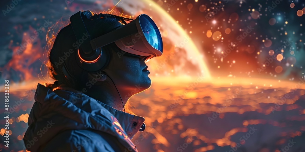 Poster immersive virtual reality experience exploring distant celestial realms