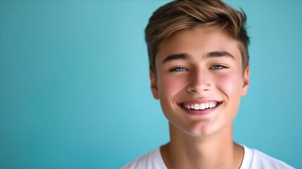 A young boy with curly hair smiling.
