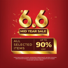 online shopping day golden number promotion on a red background for promotion