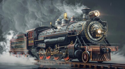 Naklejka premium Steam locomotive, renovated Generative AI