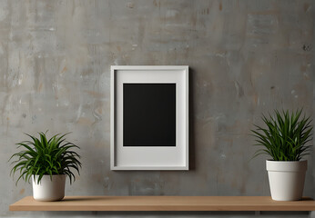 Mockup poster frame close up in cozy white interior background