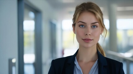 Fototapeta premium A beautiful blonde woman in a business suit.