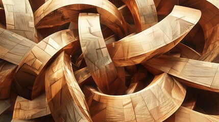 Digital generated image of abstract wooden geometric shapes