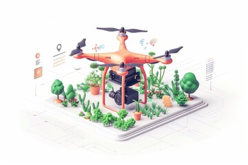 Automated drone agriculture for eco friendly farming, plant health management, and modern field technology in digital farming.