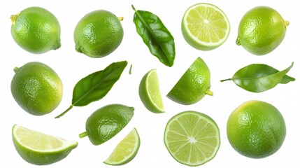A selection of fresh, ripe lemons on a white background.
