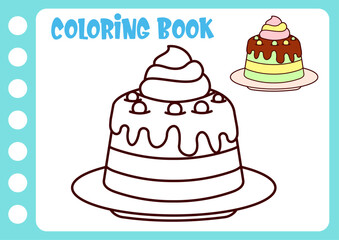 drawing and coloring for children. drawing cake