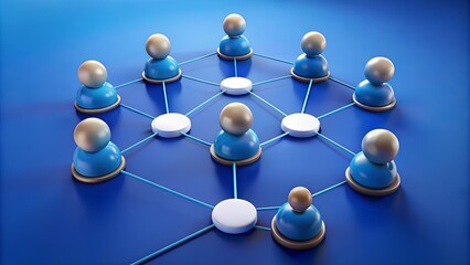 Business connection and social network on blue background.