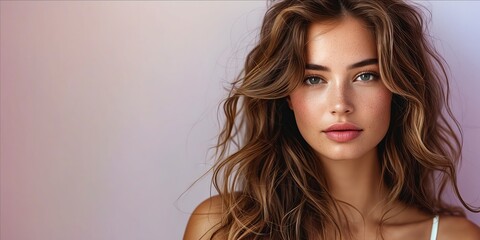 Fototapeta premium A beautiful woman with long brown hair.