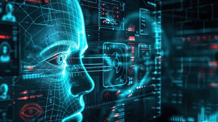 Closeup of a futuristic eyeshaped microchip, emphasizing neural connections and data processing