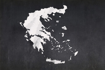Map of Greece drawn on a blackboard