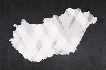Map of Hungary drawn on a blackboard